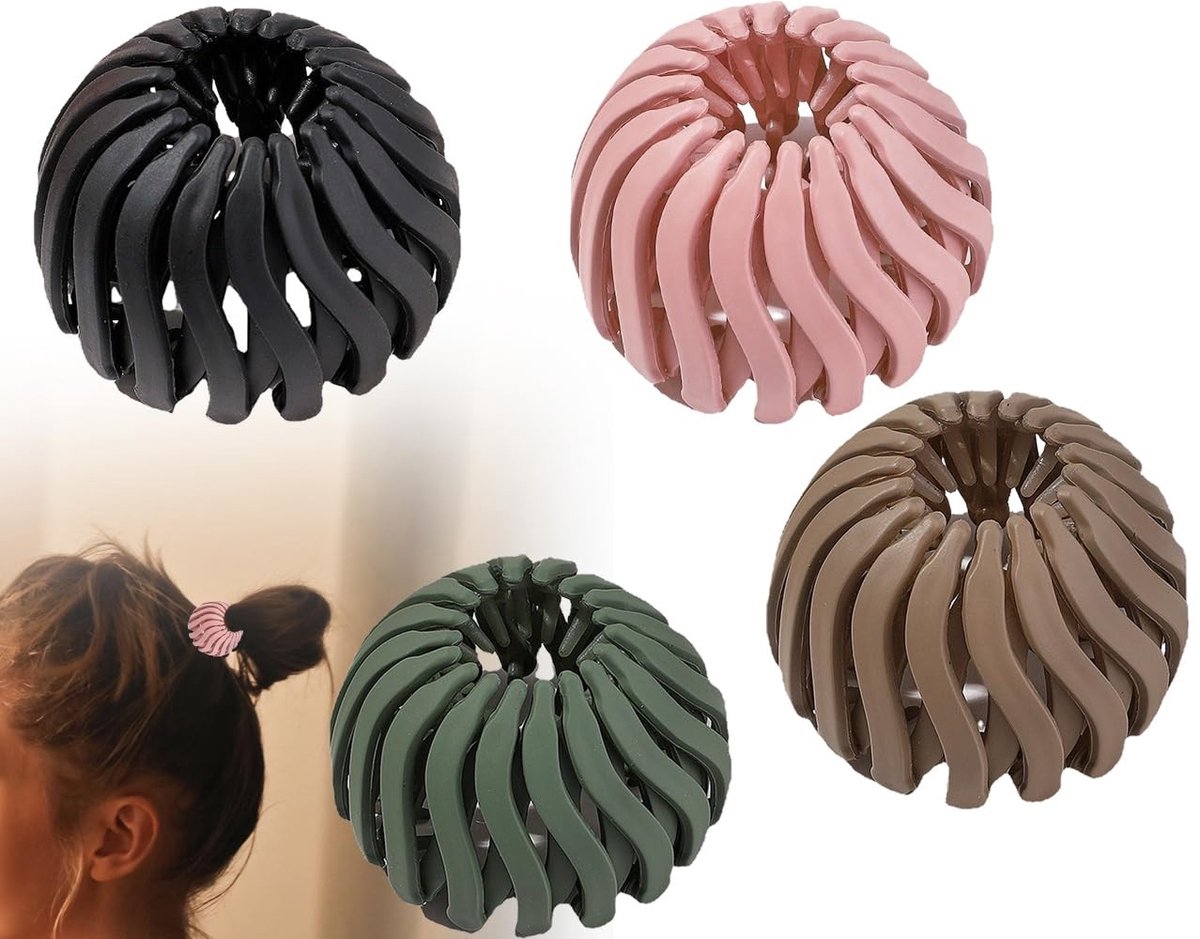 Dailygoody - Vintage vogelnest haarclips - Antislip haartangen - Grote haartangen - Haaraccessoires voor vrouwen en meisjes - 4 stuks - Perfect voor d...