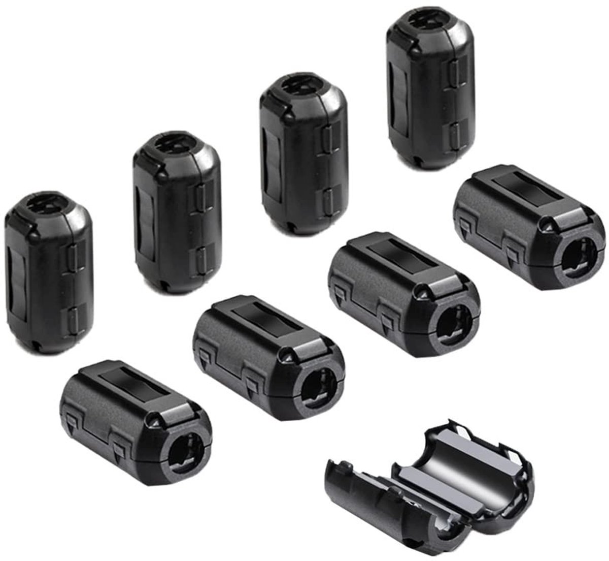 Dailygoody Ferrietringkern Ruisonderdrukking Hoogfrequent filter Zwart 8 stuks ferrietkern Geschikt voor diverse kabels