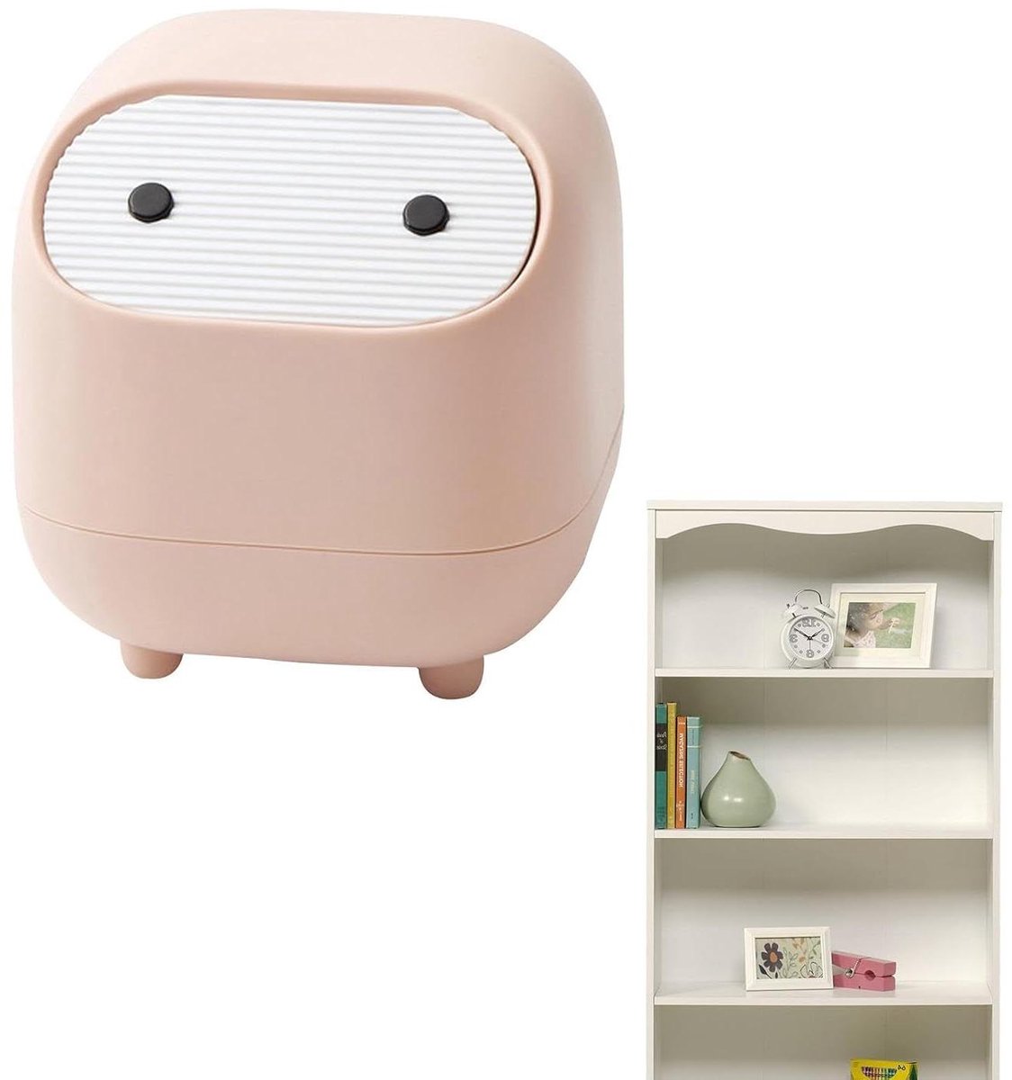 Bureau Afvalemmer - Tafel Prullenbak - Bureau Opruimen - Met Deksel - 165 cm - Roze