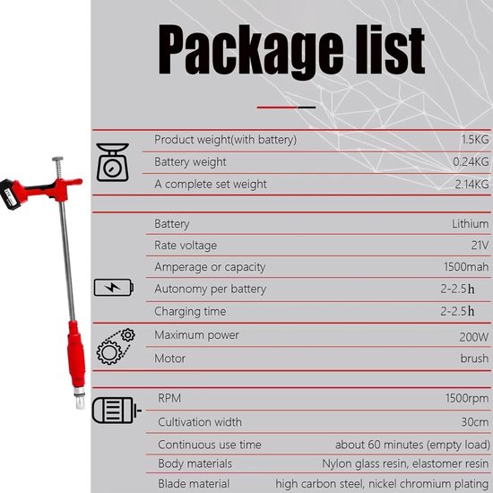 Elektrische Weed Remover - Staande Onkruidsteker - Onkruid Verwijderen - Met Batterij en 3 Stalen Klauwen - 30 cm Breed — afbeelding 4