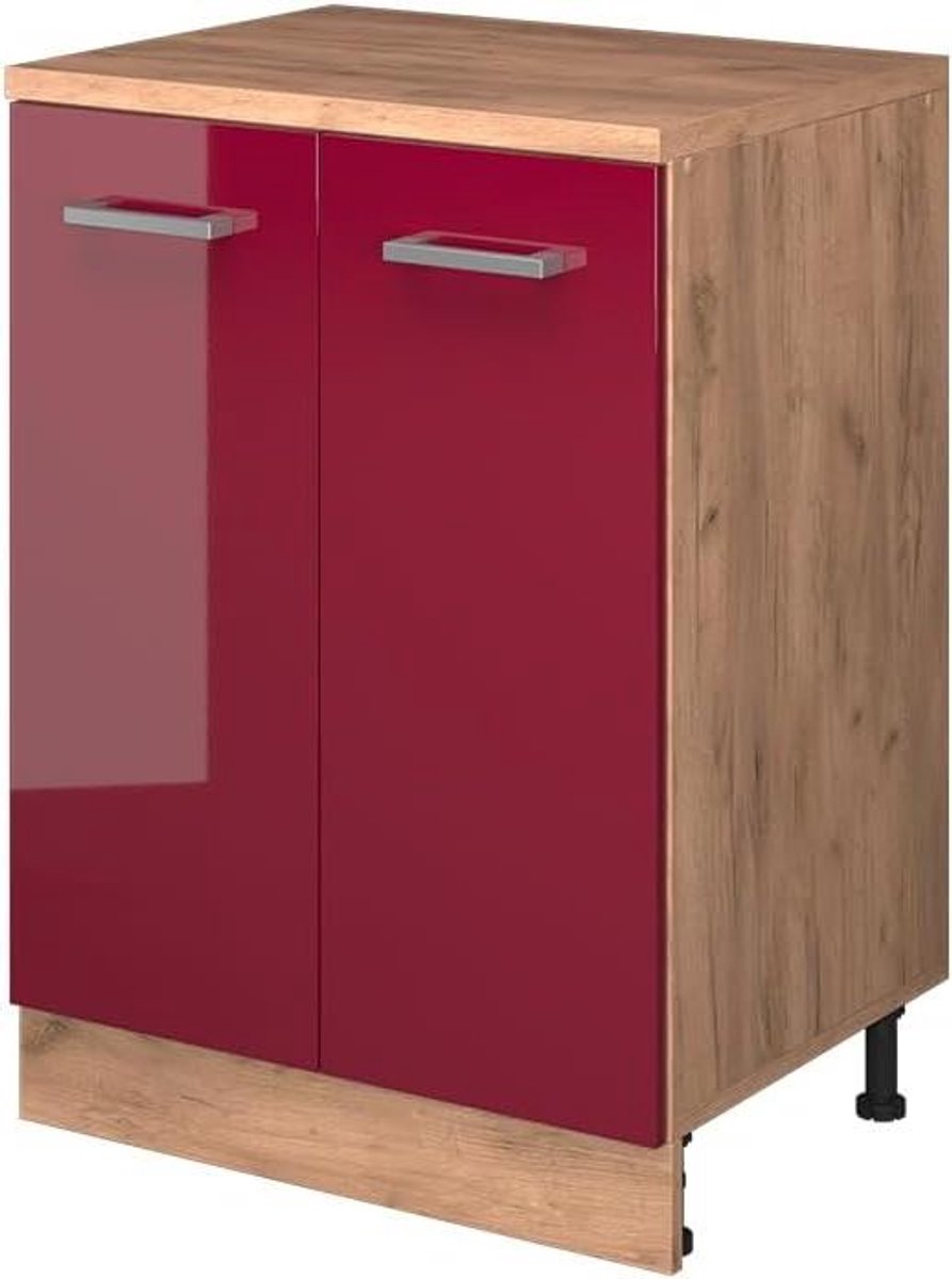 Keukenkast schuine wand - Muurkast keuken - Ruimte optimaliseren - Verbindend element - 60 cm breed - Rood hoogglans