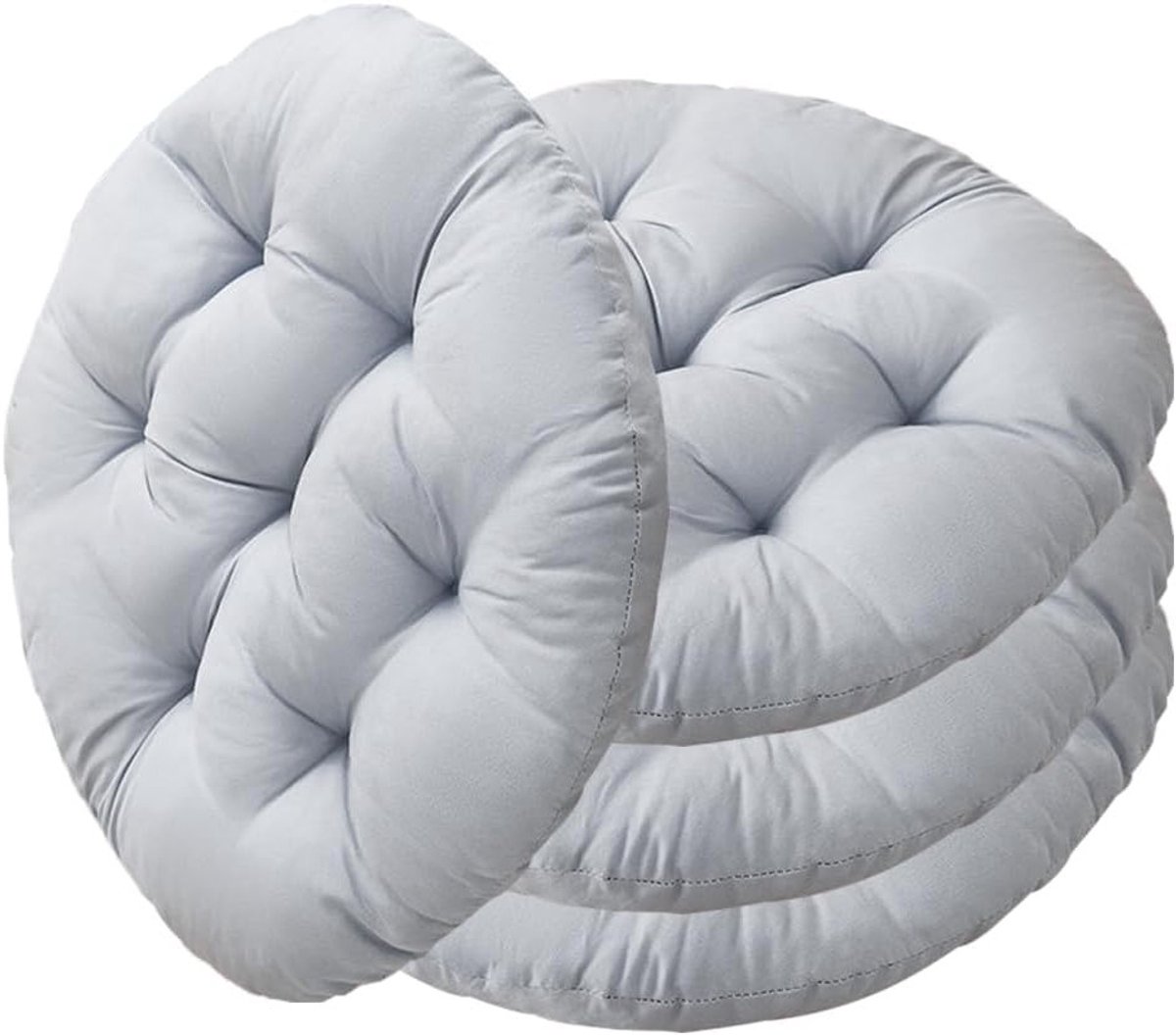 Zitkussen Rond 40 cm – 4 Stuks Vloerkussens – Comfortabel Zitkussen – voor Eetkamer, Woonkamer, Kantoor, Binnen en Buiten – Grijs