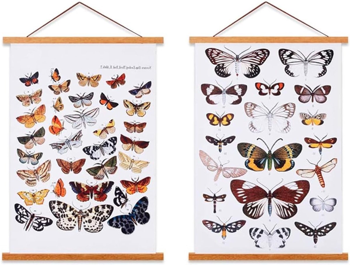 Magnetisch Posterframe van Licht Hout voor Canvas Kunstwerken en Art Prints - 2 Stuks, 101.6cm, Teak Kleur, Decoratieve Wanddecoratie en Hangsystemen
