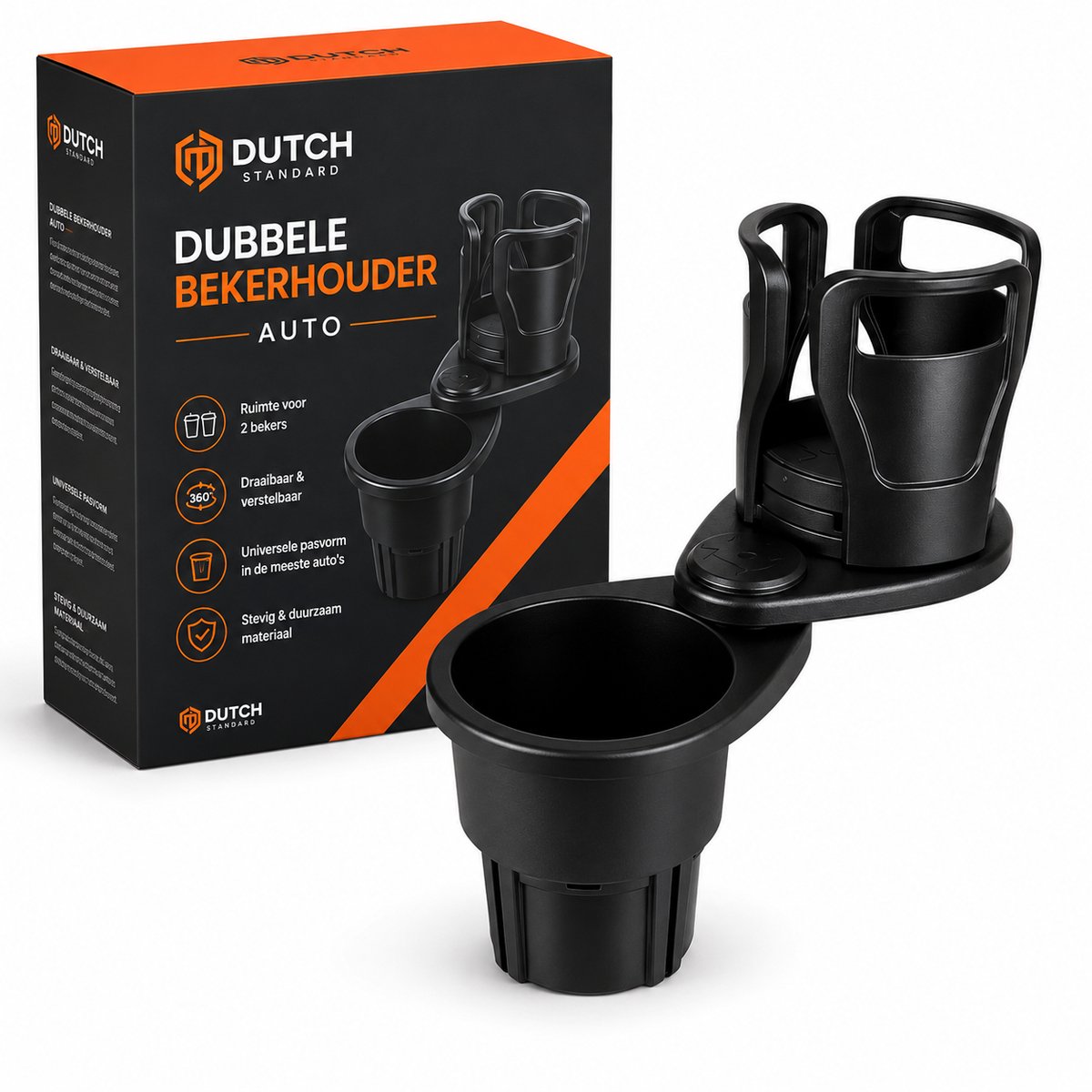 Bekerhouder - Auto - Dubbele Bekerhoud - Frisdrank houder - Opvouwbaar - 360°