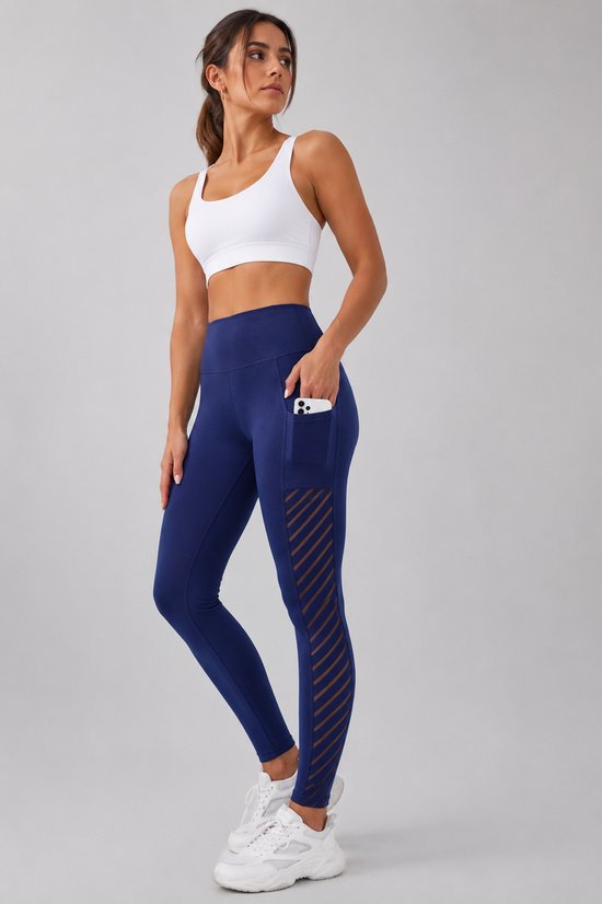 SparkNine Novawave sportlegging dames - squatproof - ademend - met zakken - L - blauw - mesh panelen - elastisch & stijvol — afbeelding 4