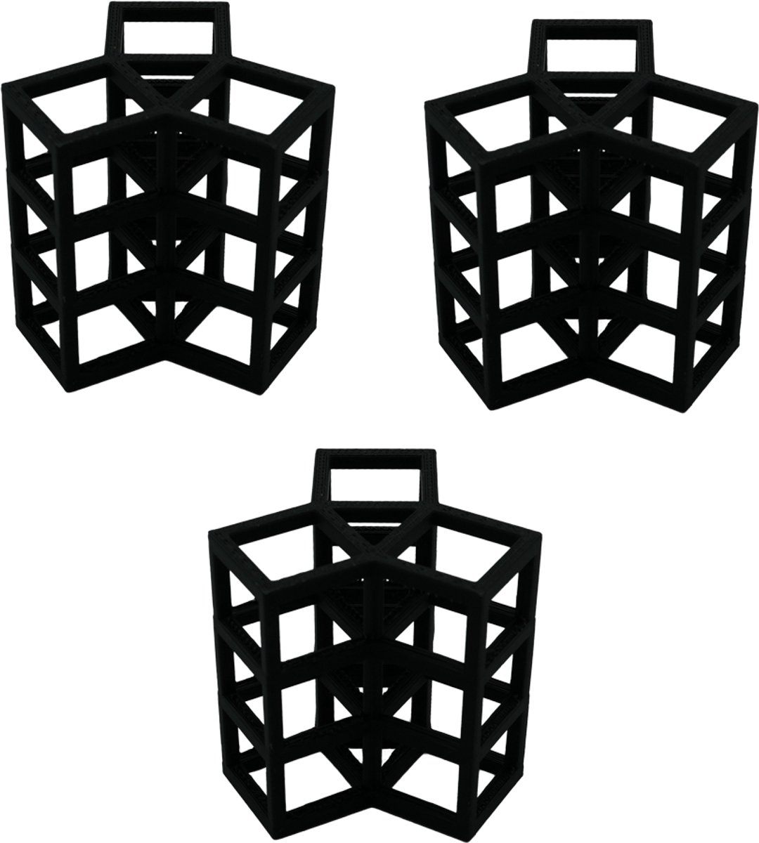 Kuva Garnalen Hotel L – Set van 3 – 3D Geprinte Schuilplaats voor Garnalen – Zwart
