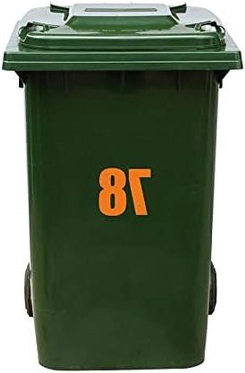 Kliko Sticker - Afvalbak Nummer - Huis Nummereren - Zelfklevend Vinyl - 21 x 17 cm - Oranje