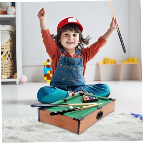 Mini Pooltafel - Biljart Spel - Entertainment Thuis - Compleet Spel - 25 x 35 cm - Groen van mini — afbeelding 2
