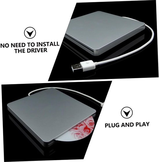 Externe DVD Brander - CD ROM Station - Bestanden Branden - USB 3.0 - 14.20x13.90x1.60cm - Zilvergrijs — afbeelding 2