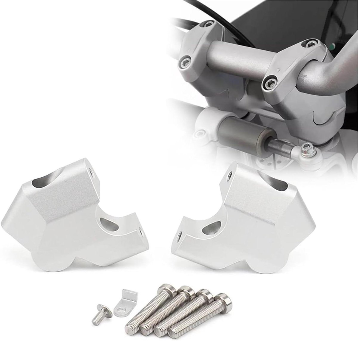 Stuurverhoger Motorfiets - Stuurverhoger Beugel - Verbeter Rijcomfort - 44mm Omhoog 24mm Achter - 300 g - Zilver