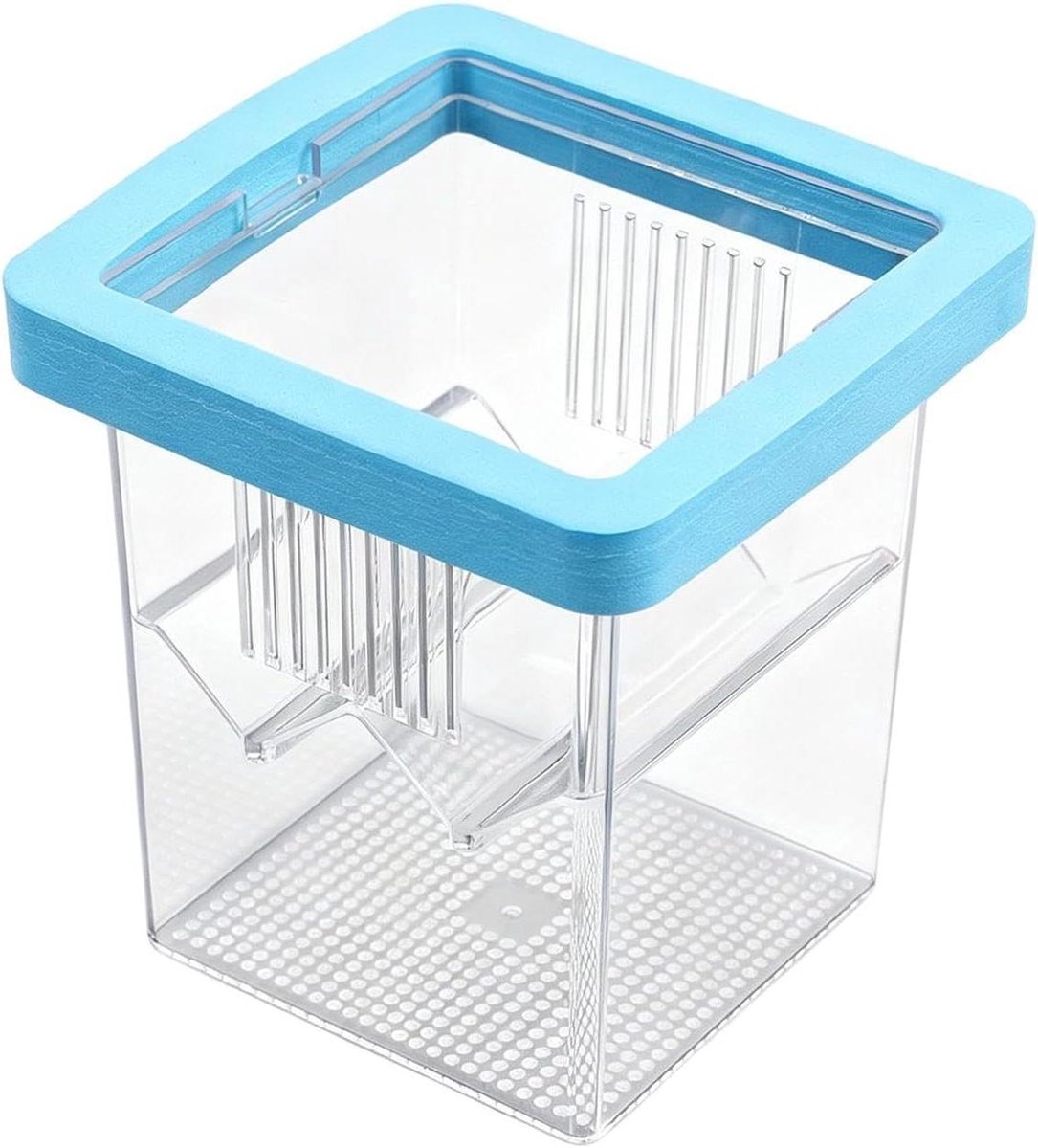 Aquarium Kweekbak - Incubator Isolatiebak - Vis Kweek - Verstelbare Scheidingswand - 8.6 x 8.6 x 11 cm - Blauw