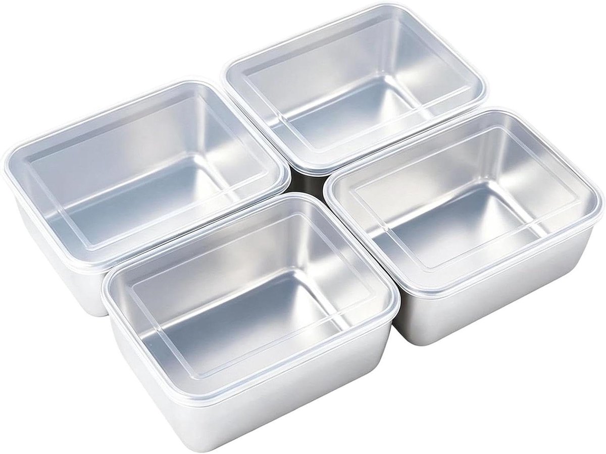 Voedselcontainers RVS - Opslag Set - Maaltijd Bereiding - Stapelbaar Ontwerp - 4 Stuks - Zilver