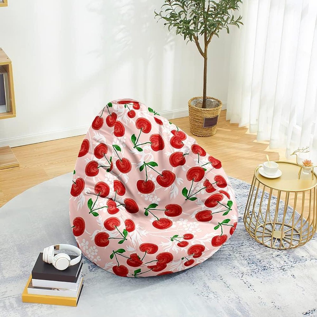 Zitzakhoes - Zitkussenhoes - Ontspannen Zitten - Opbergfunctie - 80x90 cm - Roze Kers