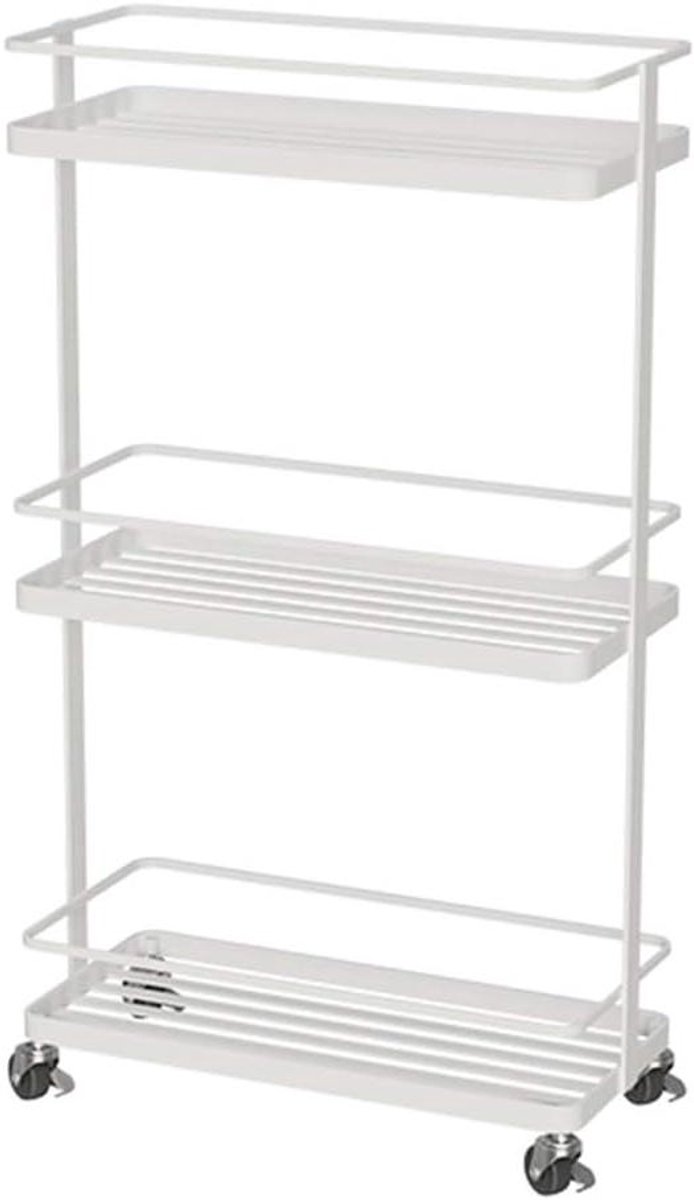 Dienblad Trolley - Mobiele Organizer - Spullen Opbergen - Met Wielen - 47 x 20 x 78 cm - Wit
