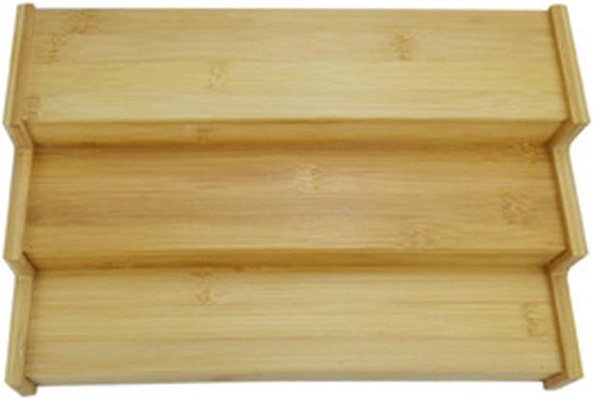 Bamboe Kruidenrek - Kast Organizer - Keuken Opbergen - 3 Schuine Niveaus - 33 cm - Houtkleur