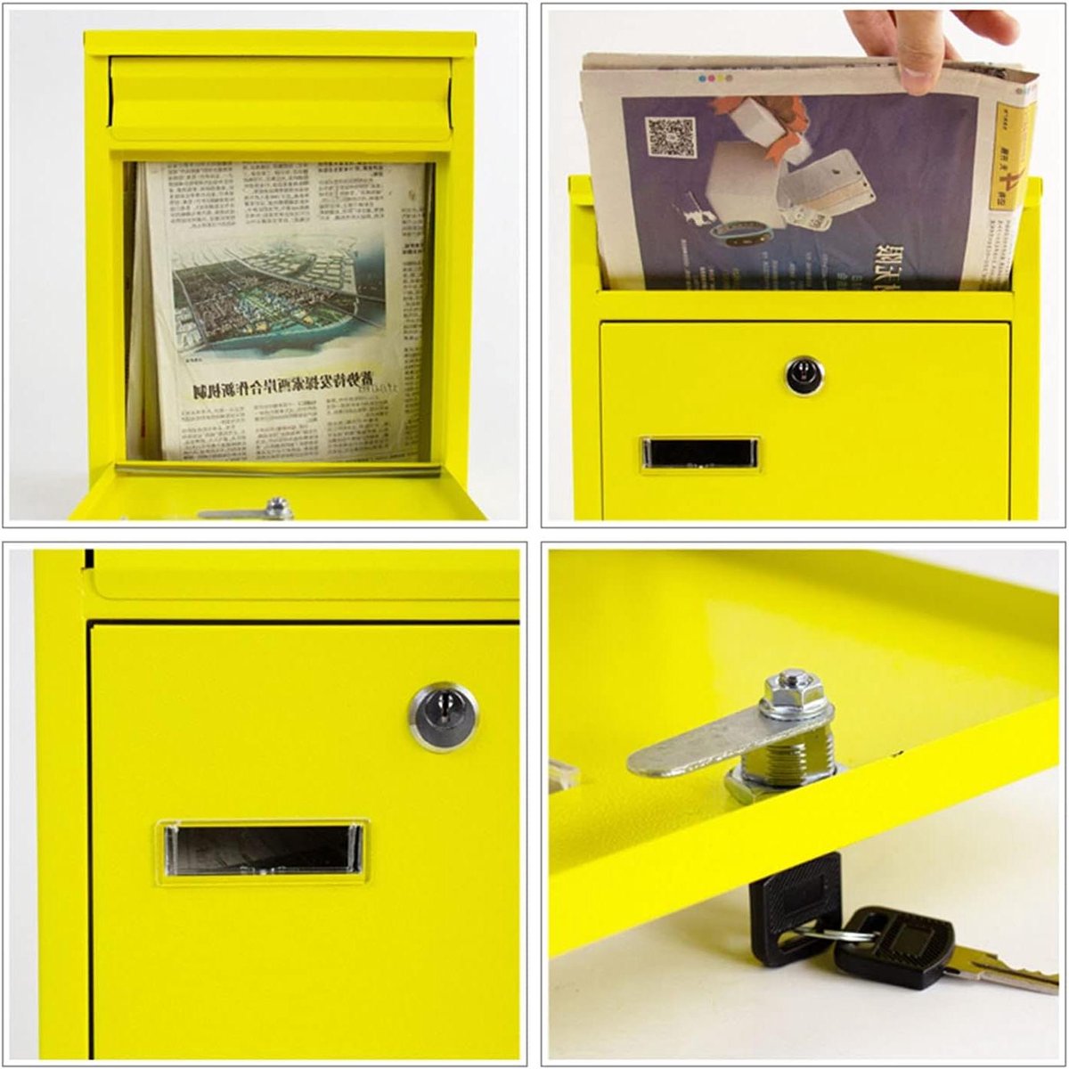 Brievenbus Wandmontage - Postbus Buiten - Post Ontvangen - Vergrendelbaar Met Sleutel - 30x8x24cm - Zwart