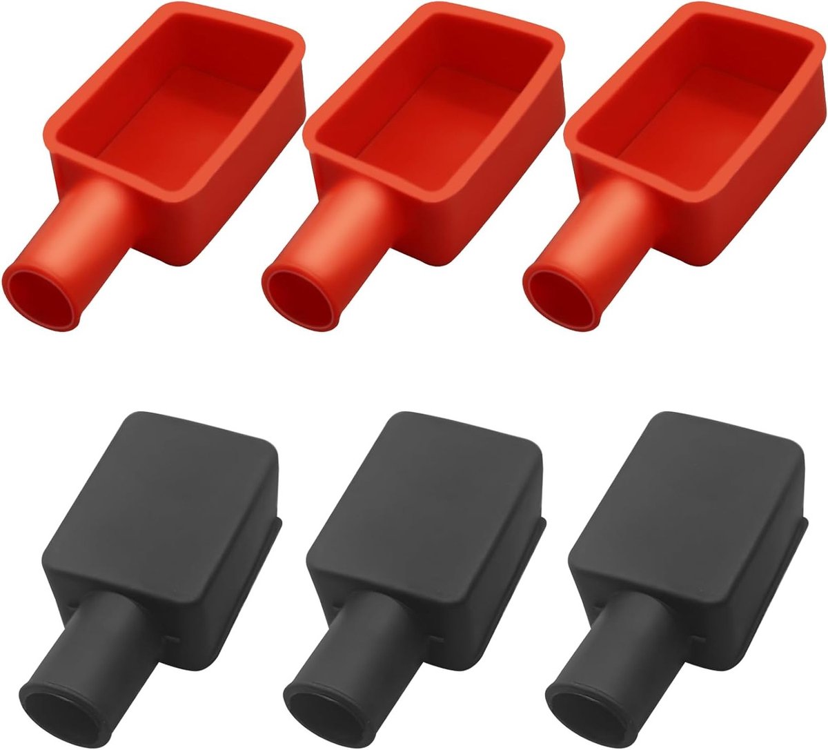6 Pack Accu Terminals Covers - Bescherming voor Accuklemmen, Isolerende Rubber Hoedjes voor Auto, Positieve en Negatieve Polen