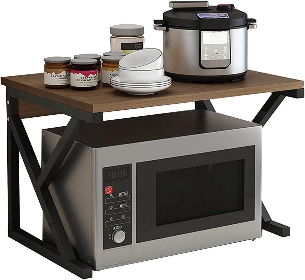 Magnetron rek - Keuken plank - Keuken organiseren - Dubbellaags ontwerp - Uitbreidbaar - Zwart