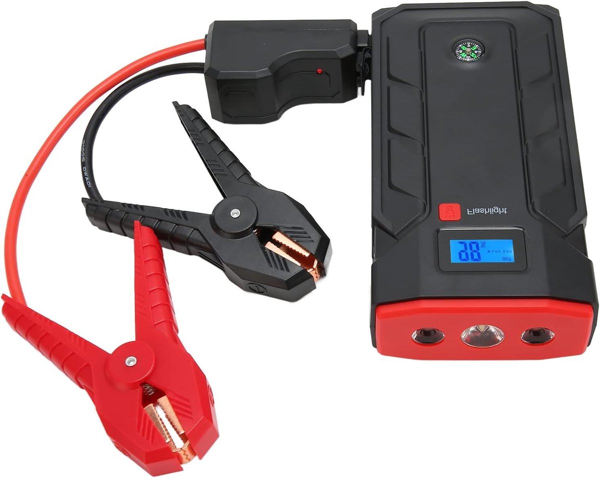 Draagbare Auto Starter - Noodstroom Accu - Voertuig Starten - 2000A Piekstroom - 20000 mAh - Zwart