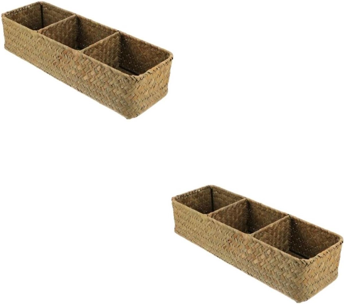 Opbergmanden Set - Rieten Bakken - Thuis Organiseren - Met Deksel - 2 Stuks - Natuurlijk