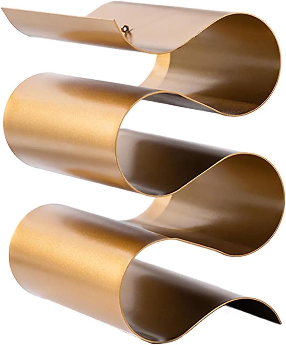 Wijnrek - Fleshouder - Wijn Opslag - Geometrisch Design - 16.5x20x26.3cm - Goud