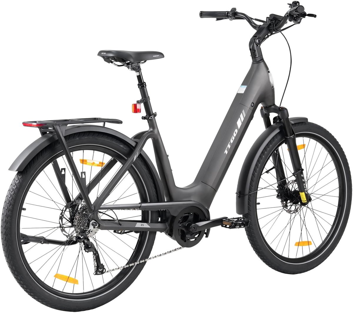 TTGO Z5 Elektrische Fiets 250W MiddenMotor 36V18Ah Accu 27.5 Inch Banden Max Snelheid 25km u Max Bereik 110-130km Shi o 9 Versnellingen Grijs