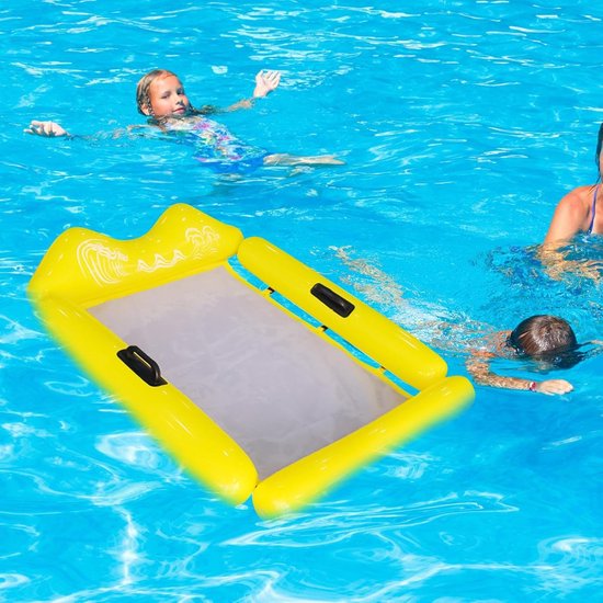 Zwembad hangmat - Opblaasbaar ligbed - Ontspannen op water - Stabiel drijfvermogen - 78x110x15 cm - Geel — afbeelding 2