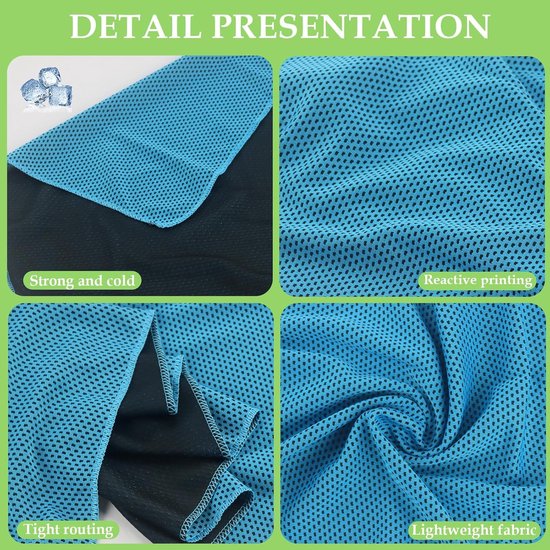Verkoelende handdoek - Microvezel doek - Sport en outdoor - Onmiddellijke ijskoeling - 10 stuks 30x100cm - Blauw — afbeelding 5