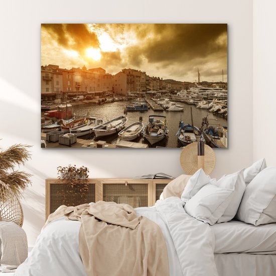 Décoration murale Métal - Peinture Aluminium Industriel - Ciel Oranje sur Saint-Tropez en France - 150x100 cm - Dibond - Photo sur aluminium - Décoration murale industrielle - Pour le salon / chambre