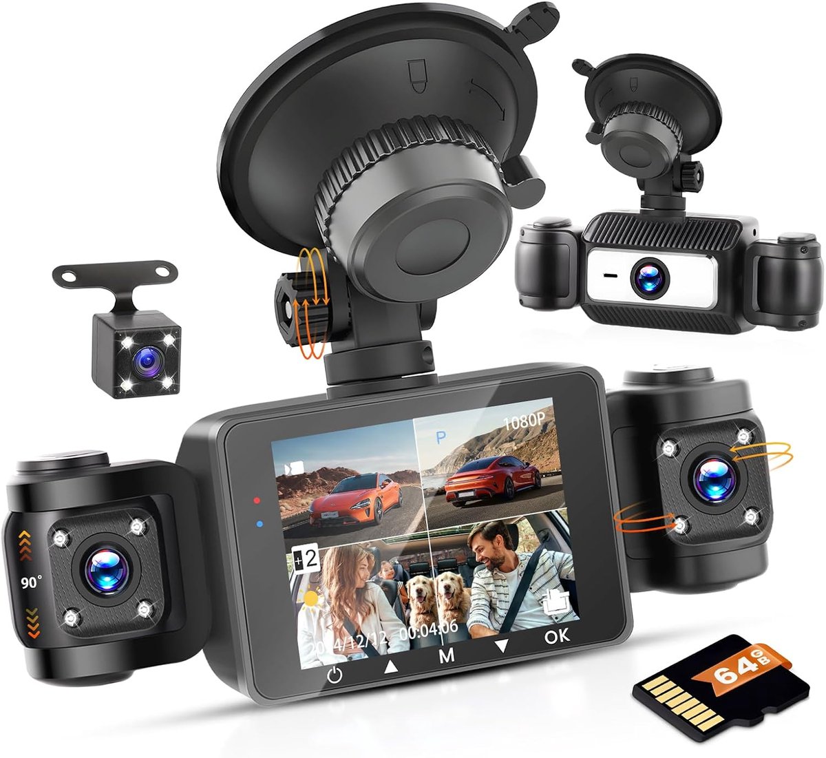 USB-dashcam voor Android-autoradio Waterdichte mini-autocamera Auto-recorder Nachtzicht Dashcam Loop-opname met G-sensor Videorecorder 170掳 groothoek met 64G SD-kaart