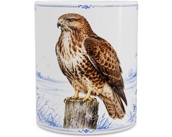 Mok Buizerd (Buteo buteo) - Delfts Blauw Design - Cadeau voor Vogelliefhebber