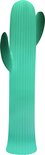 Turquoise cactuslamp met ribbelpatroon.