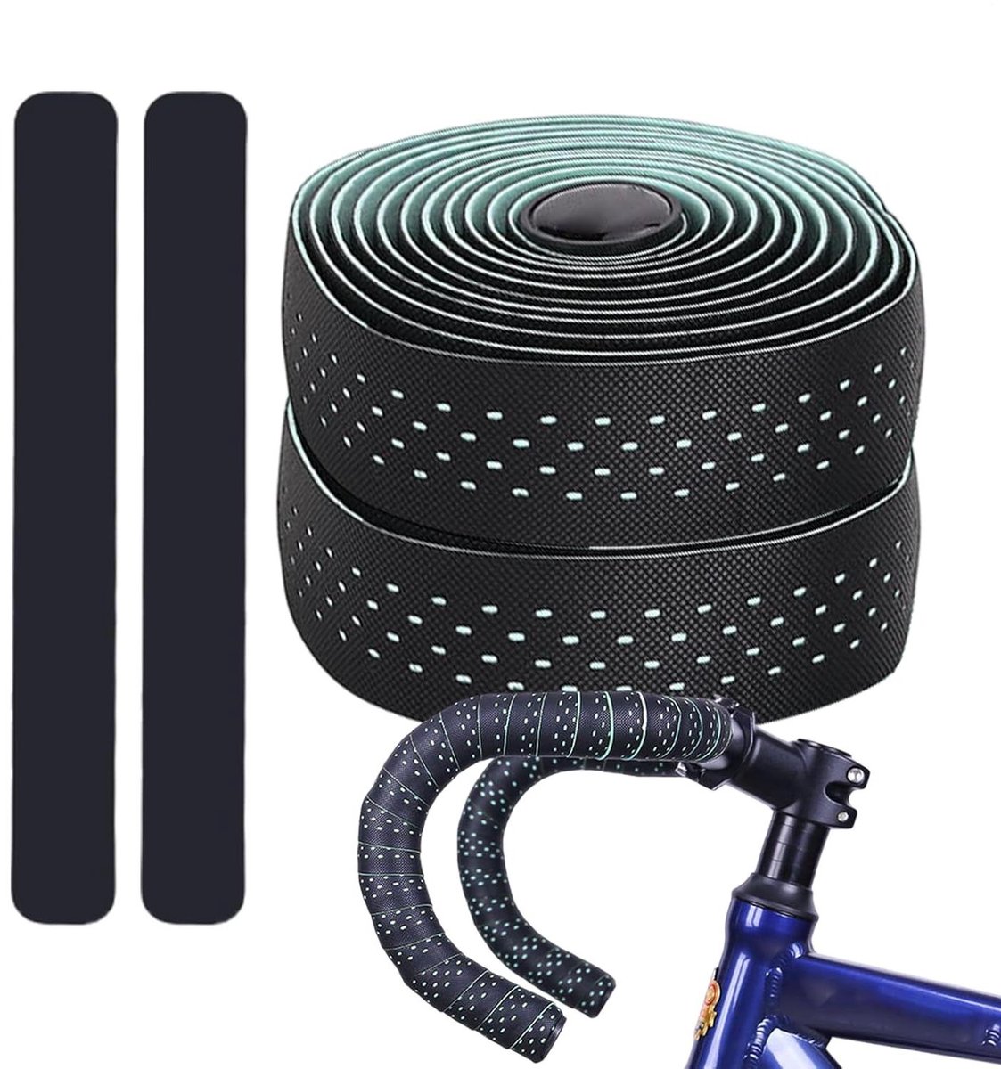 Fiets Stuurtape - Wegfiets Band - Comfortabel Fietsen - Schokabsorberend Schuim - 21.5 cm Lengte - Cyaan Blauw