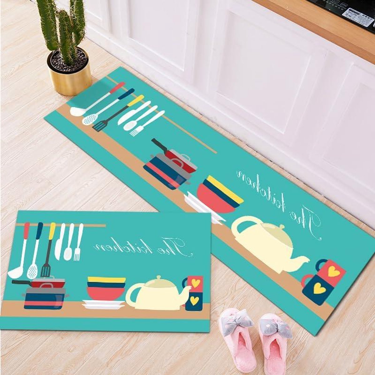 Keukenmat Set - Vloerkleed - Comfortabel Werken - Anti-slip en Absorberend - 40 x 60 cm - Groen