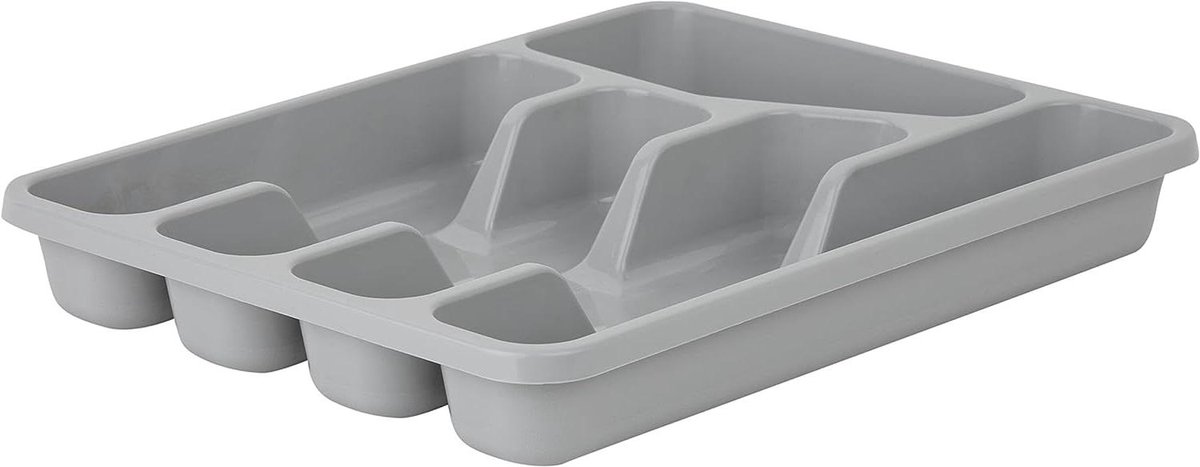 Bestekbak 3 stuks - Lade organizer - Keuken ordenen - Voedselveilig plastic - 5 vakken - Grijs