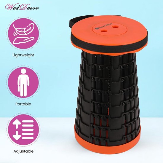 WedDecor Opvouwbare telescopische opvouwbare kruk, zware draagbare stoel met maximale belasting 420 lbs, verstelbare, lichtgewicht pop-up reiskruk voor kamperen, wandelen, tuin, barbecue en — afbeelding 5