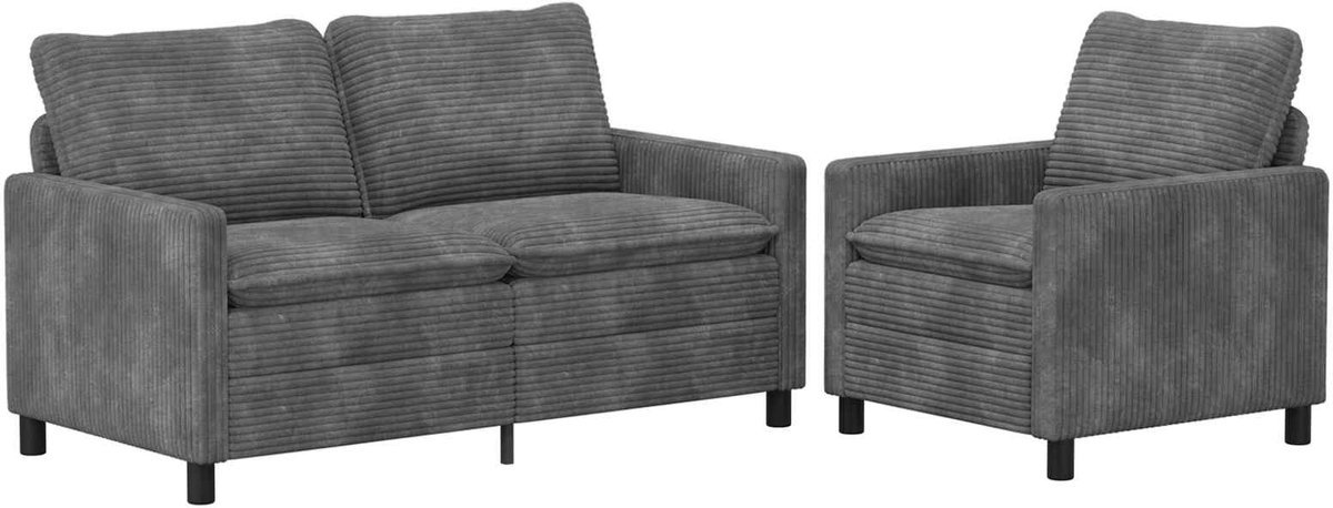 vidaXL - Bankstel - 2 - st - Lichtgrijs - Polyester