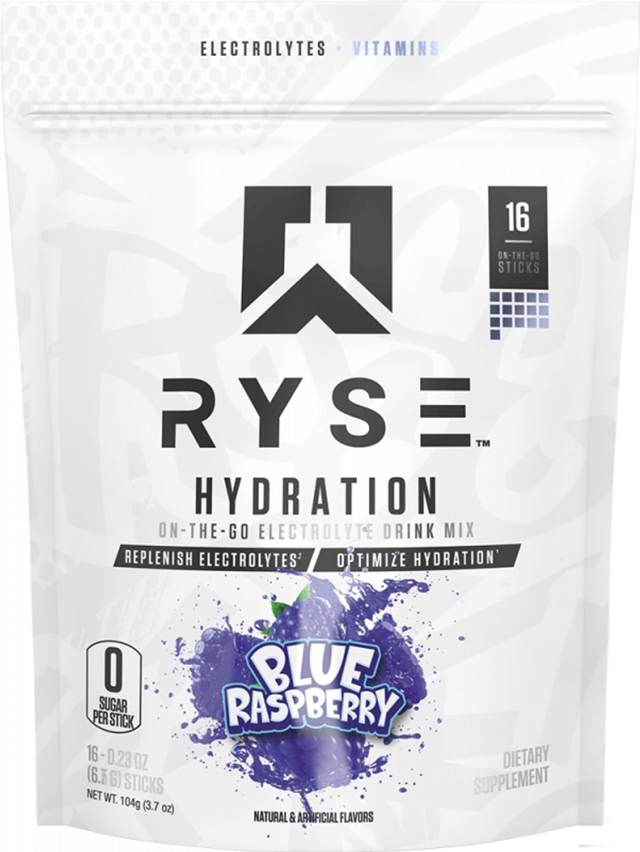 RYSE Hydration Sticks (16 Serv) Blue Raspberry - Intra- & Post-Workout - Intra-Workout