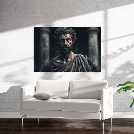 Marcus Aurelius Poster - Rome - Romeinse Keizer - Strateeg - Abstract Portret - posters - formaat 50x70cm - DBS1438 - 3mm DIBOND - Aluminium Plaat - Metalen Wandbord