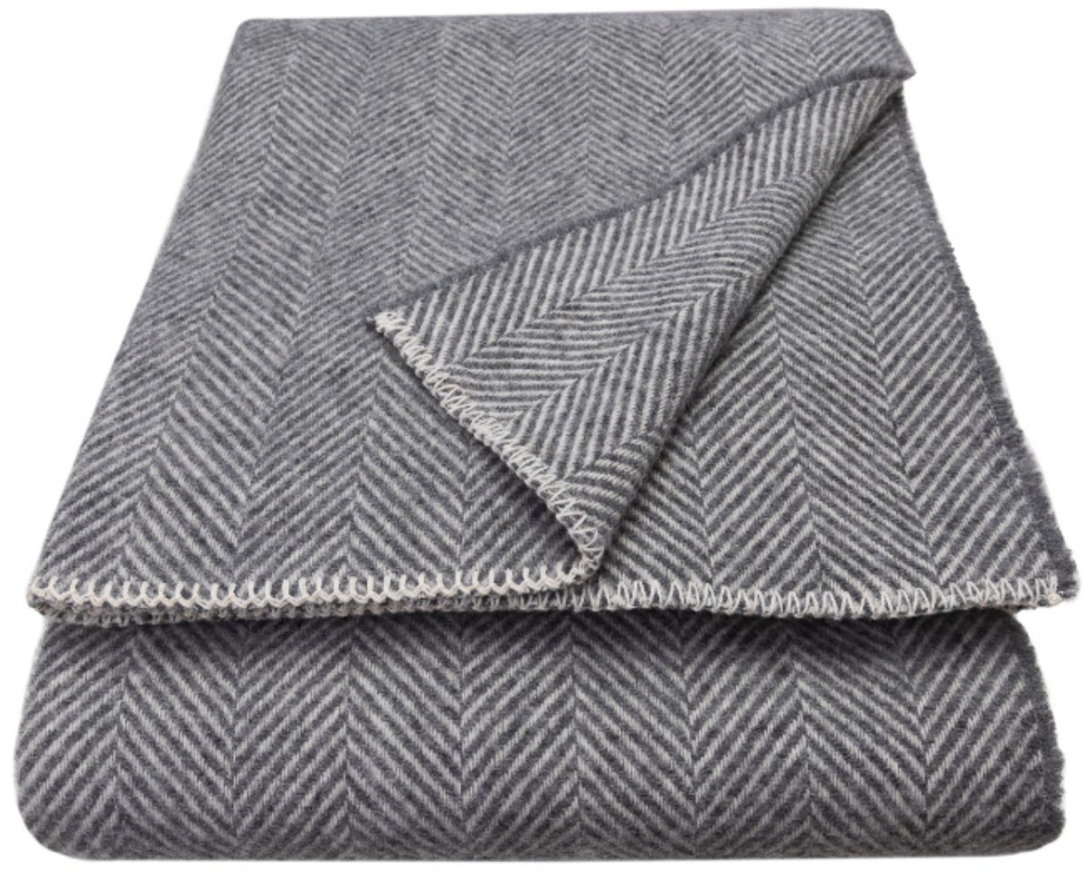 WOOOL Luxury Deken - ALASKA (Slate) 150x183cm - 100% Wol Antraciet