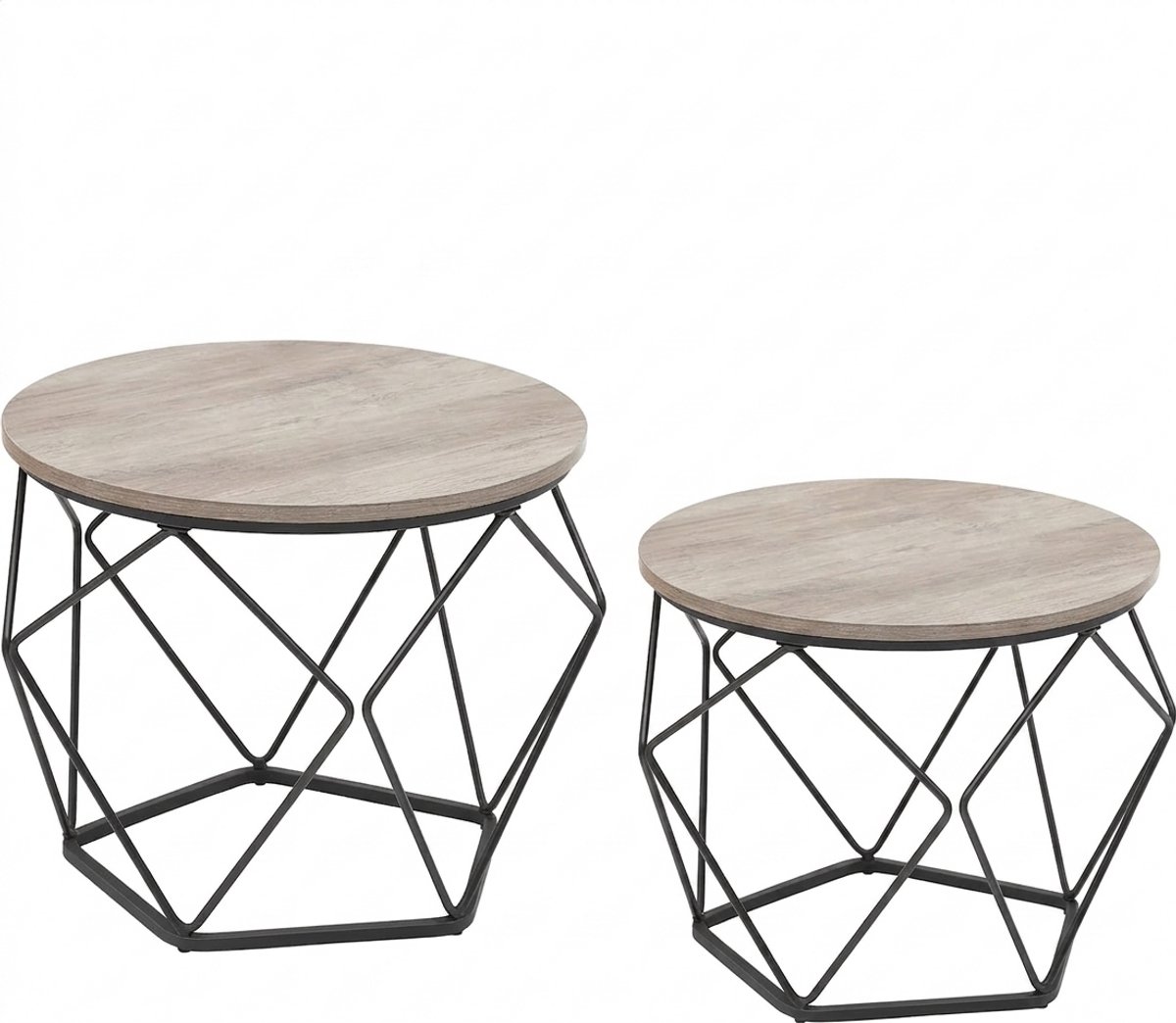 Imperatoris Salontafel - Geschikt voor Woonkamer, Thuiskantoor & Buiten - Stijlvolle Salon Tafel en Sidetable - Set van 2 - Grijs en Zwart - 40 x 50 x 40 cm - van Imperatoris