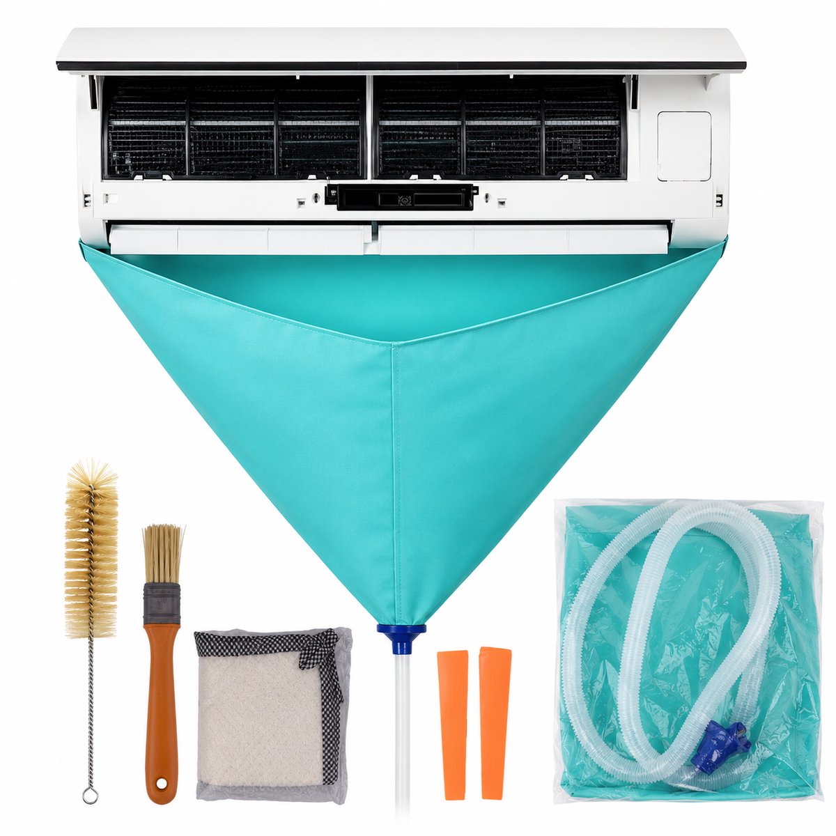 GLODI GOODS® Airco reiniger 7-delige cleaner set – opvangzak airconditioning - airconditioner schoonmaken reinigingskit - schoonmaakset