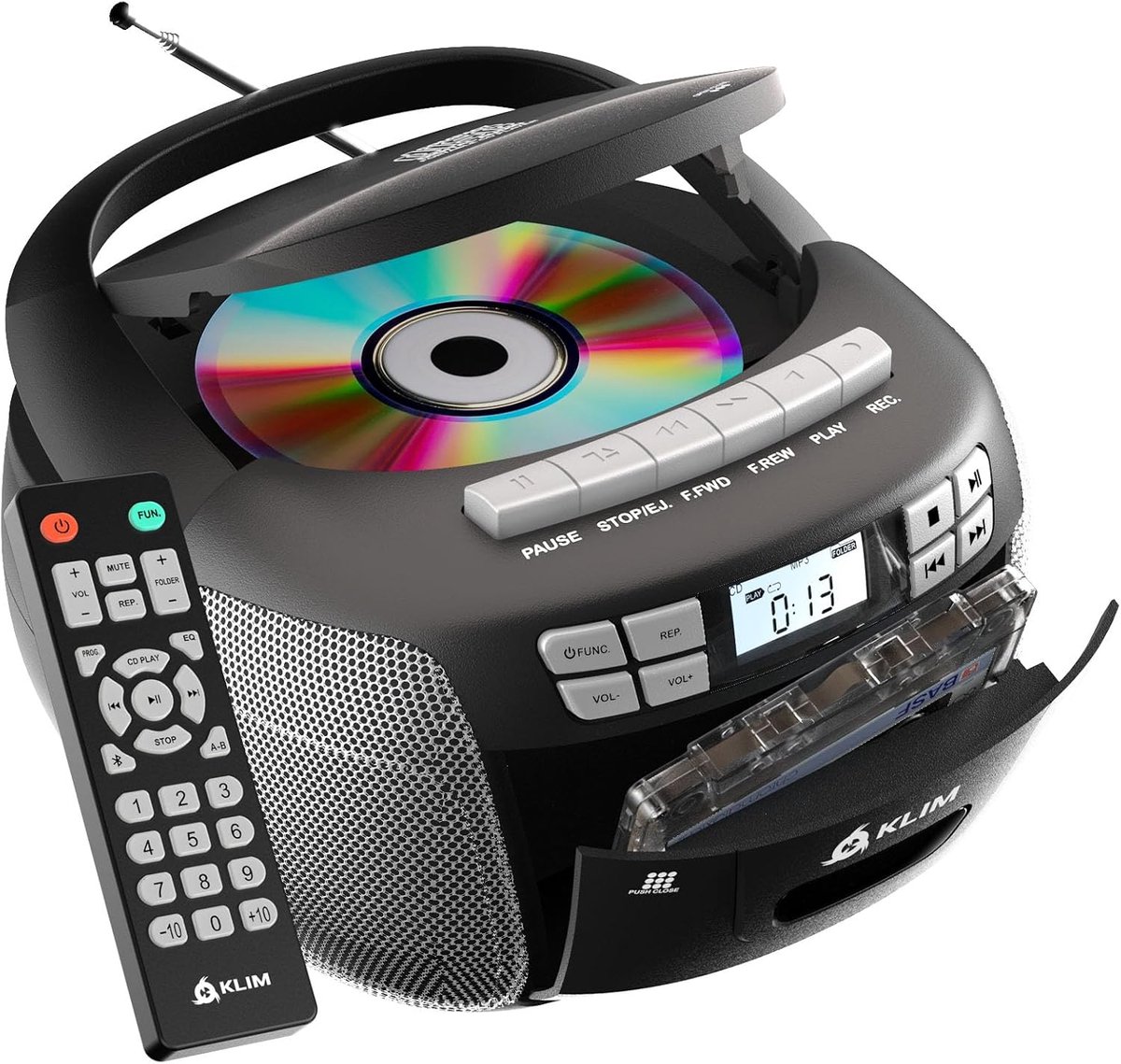 Stereo CD Speler - Cassette Radio - Muziek Luisteren - Bluetooth Connectiviteit - 21.6 cm - Zilver