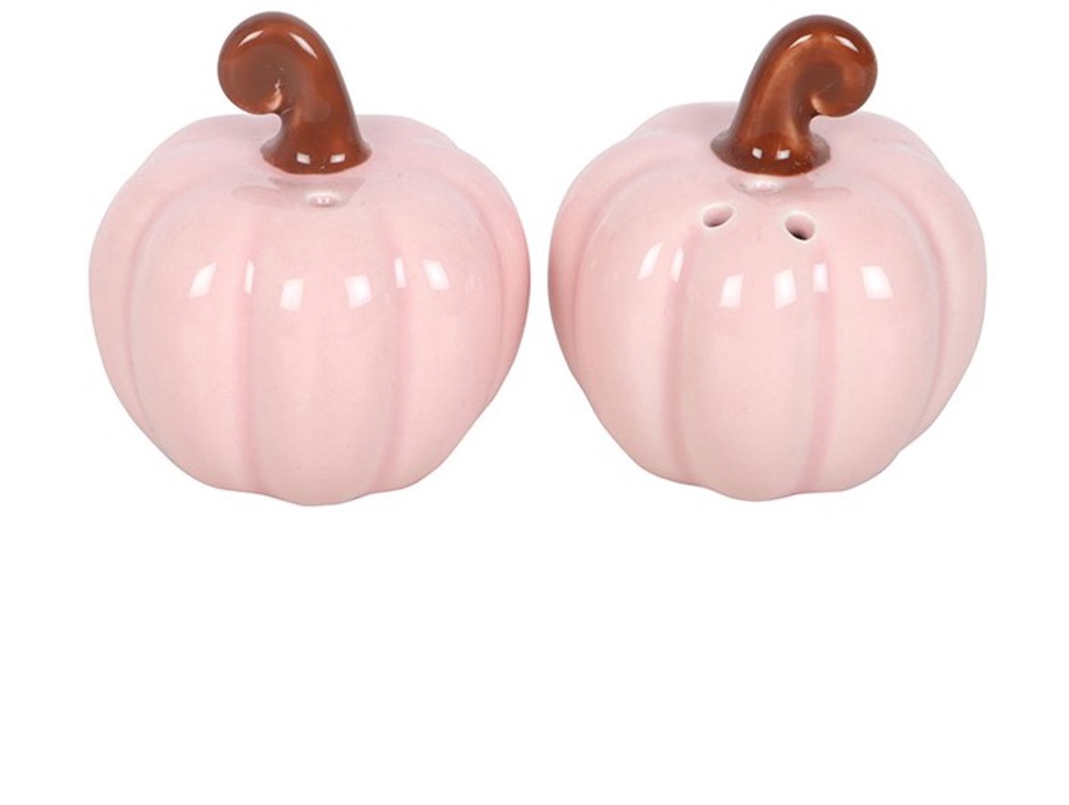 Something Different Roze Pompoen Zout- en Peperstel – Herfst Zout- en Peperstrooiers – Keramisch Pompoen Design – Set van 2
