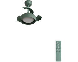 CREATE - Stille plafondventilator met intrekbare bladen (Ø55cm) - Met licht LED - Met Afstandsbediening - 6 snelheden - Programmeerbaar -WIND CLEAR LAMP