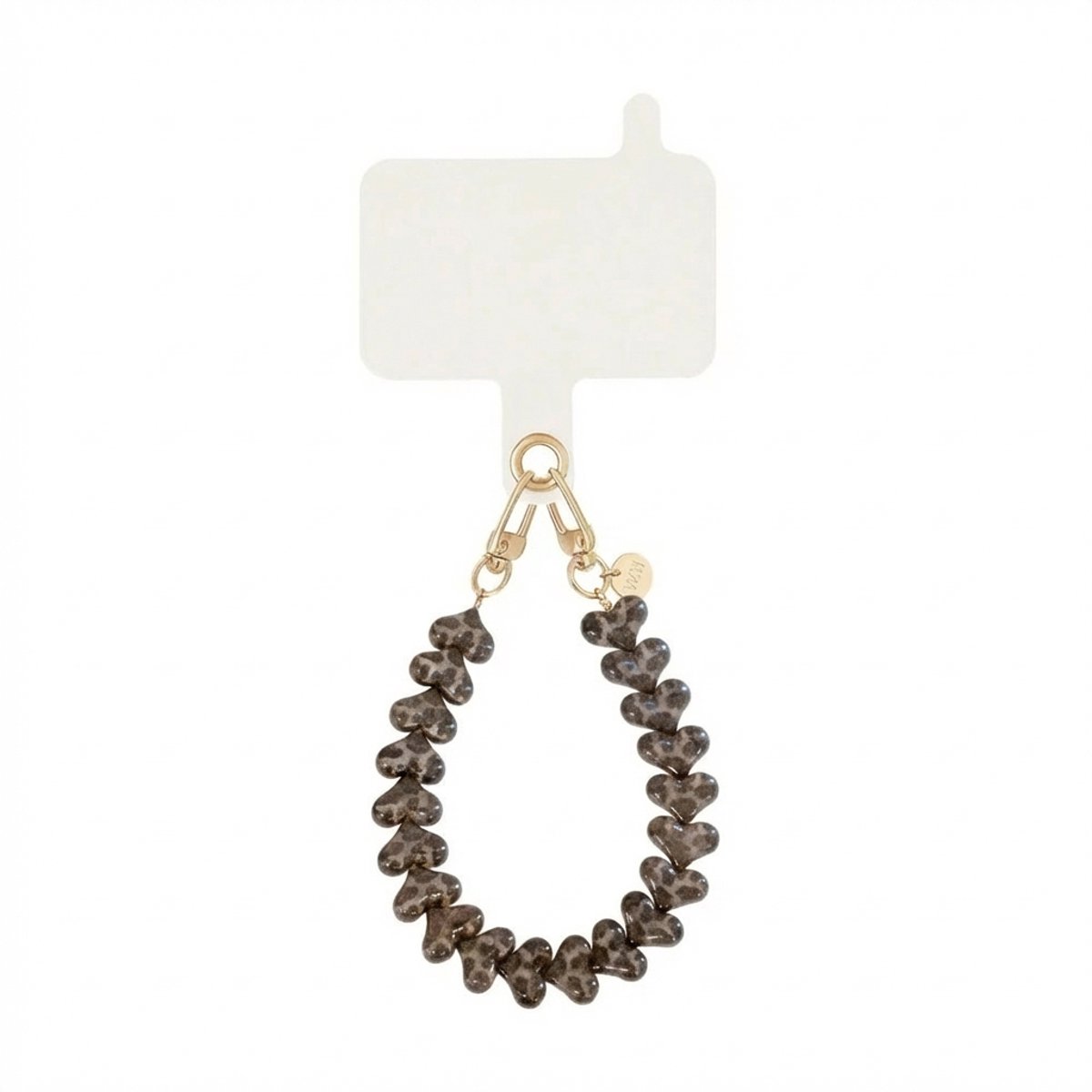 xoxo Wildhearts telefoonkoord met clip - Funky Hearts (Leopard) - Kort koord - Geschikt voor iPhone - Geschikt voor Samsung - Phone cord met koord clip - Easy Cord - Telefoonketting - Hartjes koord voor telefoon - Luipaardprint / Luipaard