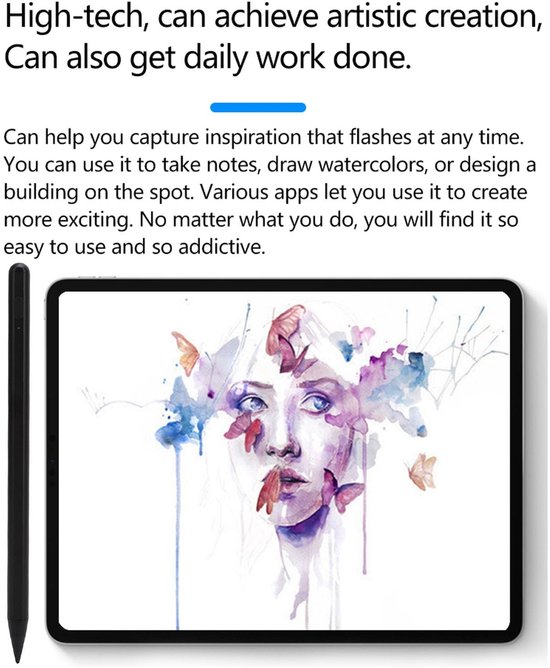 aladdien - Tablet Styluspen - Actieve Styluspen met Palmafwijzing - Gebruiksvriendelijk - Zwart - Perfect voor Creatief Ontwerpen - Ideaal voor Tabl... — afbeelding 3