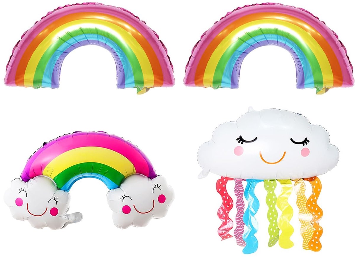 ONF3 - Regenboogballonnen - Feestdecoratie - Aluminiumfolie - Grote Formaat - Verjaardagsballonnen - Geschikt voor Feesten - 4 Stuks
