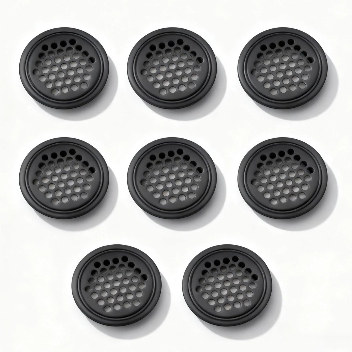 aladdien - Circulair ventilatierooster - Ventilatierooster rond - Voorkom vocht en insecten - Zwart - Roestvrij staal - 8 stuks - Geschikt voor keuk..