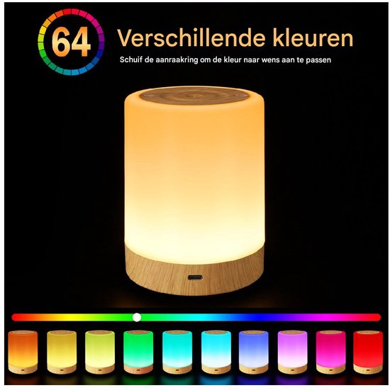 GELLDG Schrijftafellamp voor Kinderen - LED Nachtlampje met Slidende Touchring - 95x120mm - Dimbaar met Timerfunctie - Geschikt voor Slaapkamer en Werkplek - Draagbaar USB-oplaadbaar - Kunststof van GelldG — afbeelding 2